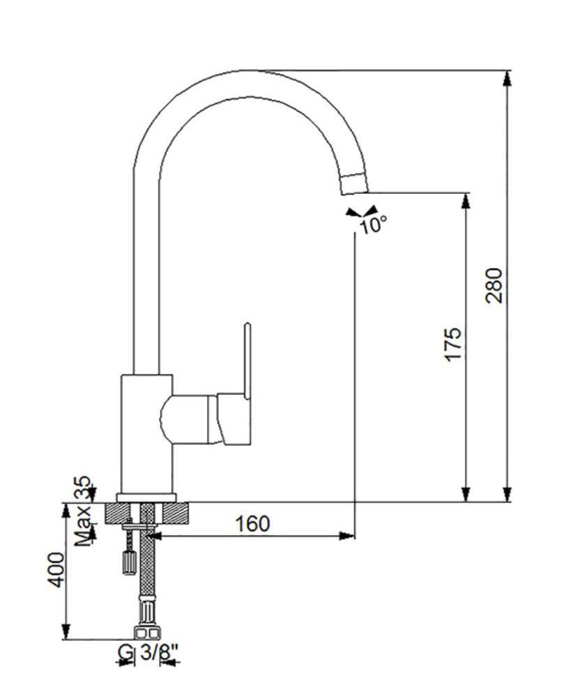 Newarc Domino Swivel Sink Faucet
